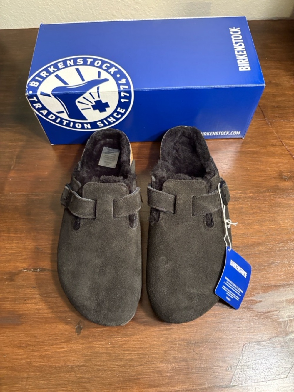 Birkenstock Boston VL/Shearling Suede Clog - Black - 9 Narrow - Picture 13 of 14